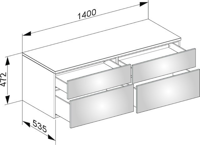 Keuco тумба боковая подвесная с четырьмя выдвижными фронтальными ящиками, edition 400, трюфель арт. 31767 140000