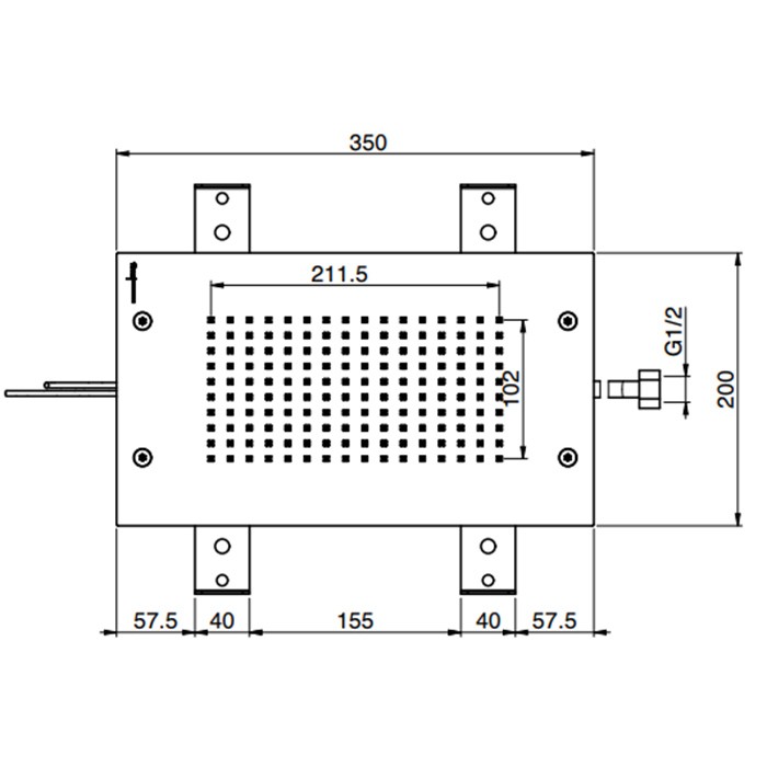 Fima Carlo Frattini верхний душ modular 350х200 мм., встраиваемый в потолок, led подсветка для хромотерапии с 8 цветами wellness, хром арт. f2825cr