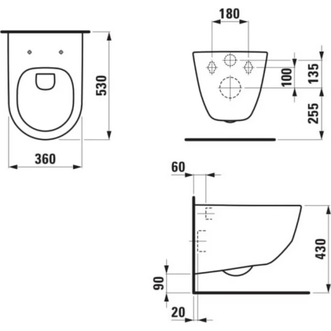 LAUFEN унитаз подвесной безободковый, с тонким сиденьем softclose, PRO RIMLESS SOFTCLOSE - 8.6695.7.000.000.1