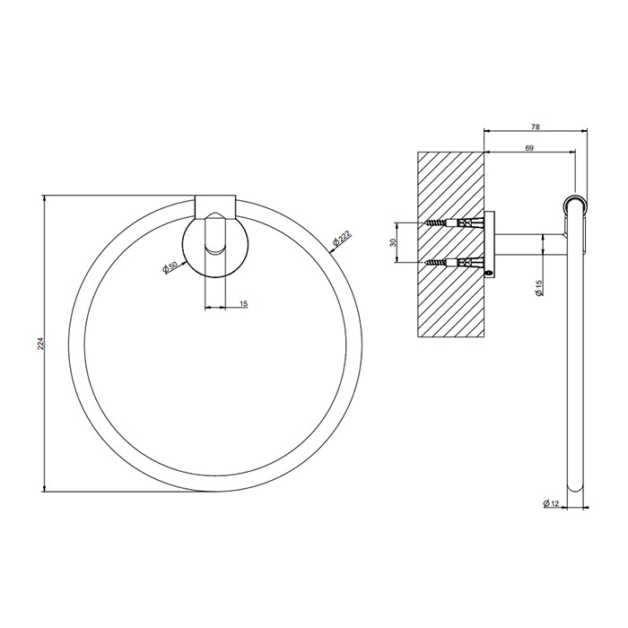 Gessi Полотенцедержатель-кольцо, Tondo, 63709#299 цвет: black xl