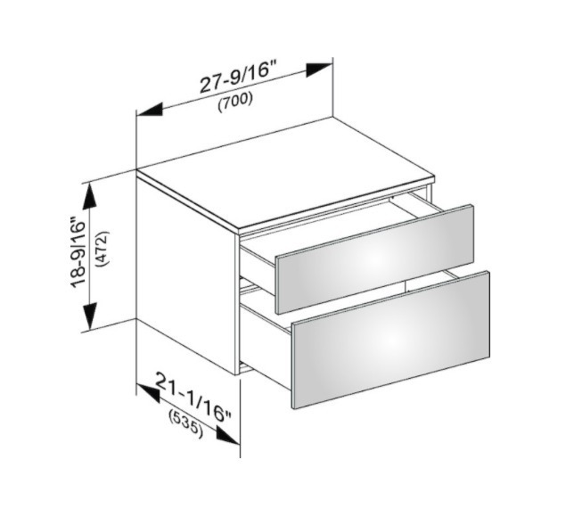 Keuco тумба боковая подвесная с двумя выдвижными фронтальными ящиками, edition 400, антрацит арт. 31743 390000