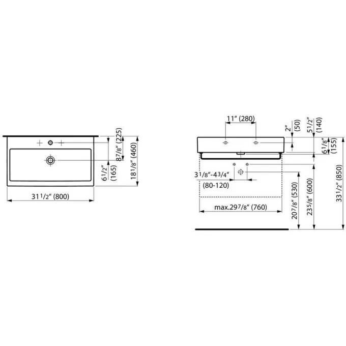 LAUFEN раковина накладная 80x46, LIVING - 8.1743.6.000.104.1