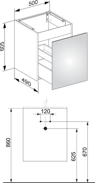 Keuco тумба под умывальник, plan, инокс матовый арт. 32942 290000