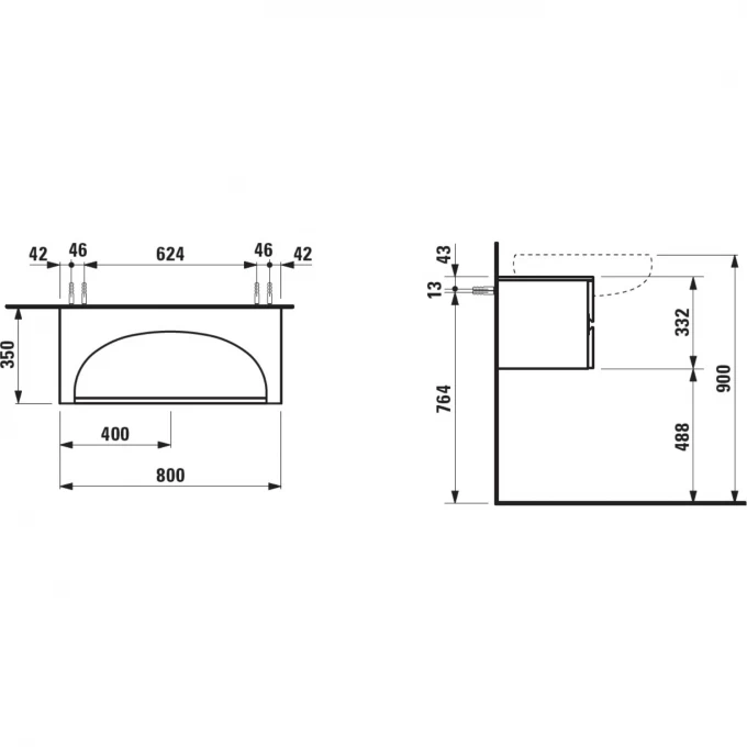 LAUFEN тумба под раковину натуральный шпон, IL BAGNO ALESSI ONE - 4.2405.3.097.630.1