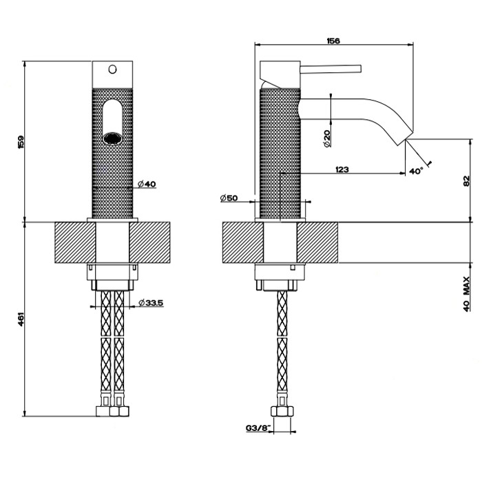 Gessi Смеситель для раковины, без донного клапана, Cesello, 54402#239 цвет: шлифованная сталь