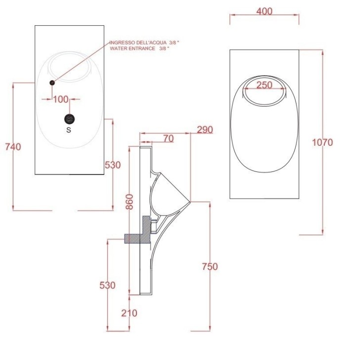 ArtCeram писсуар подвесной под внутренний налив, oso001 01 00 sotto up цвет: белый глянцевый