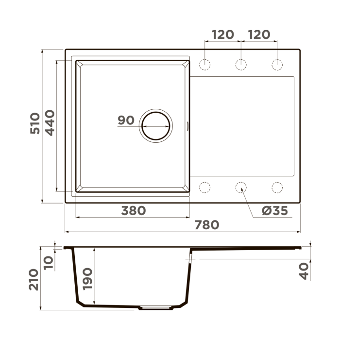 Omoikiri кухонная мойка Daisen 78, черный арт. 4993327