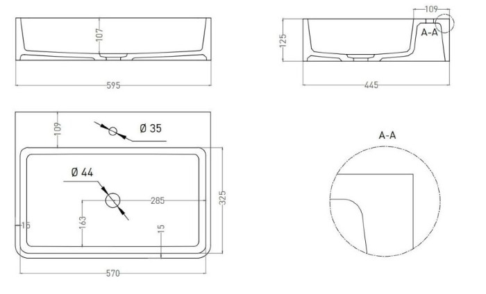 Salini раковина накладная 59,5x44,5, ottavia, 1103101grf цвет: глянцевый белый
