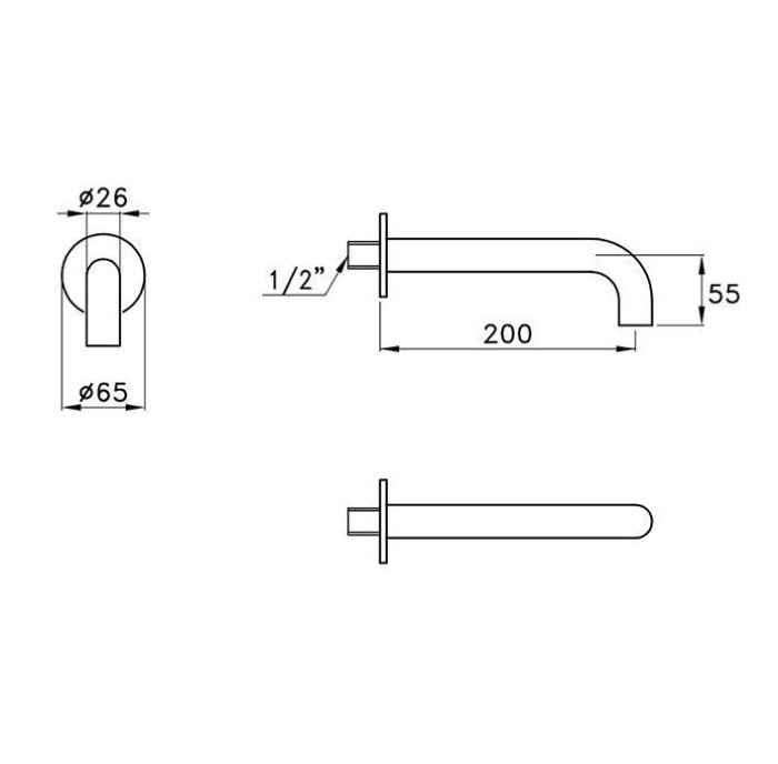 Излив для наполнения ванны 20 см, Stella Sirius, черный арт. SR09009PV17