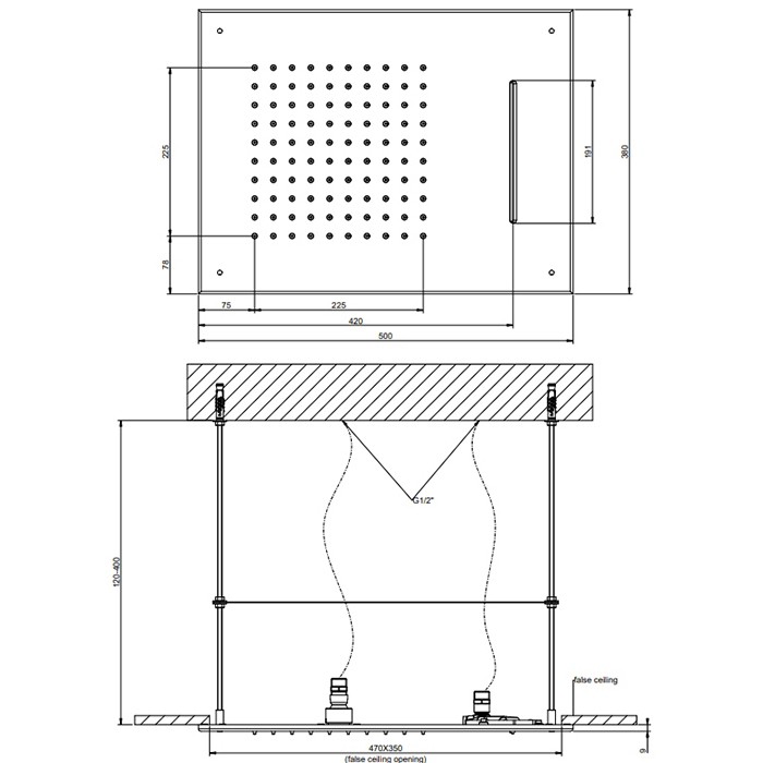 Gessi Верхний душ, потолочный, с функцией ТРОПИЧЕСКИЙ ЛИВЕНЬ/ВОДОПАД, Emporio shower, 33189#238 цвет: mirror steel