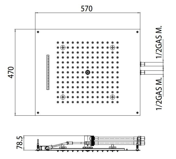 Bossini верхний душ 2 режима с led подсветкой, dream, хром арт. h38916.030