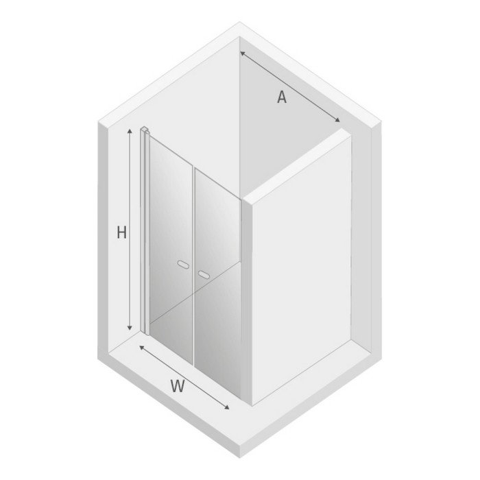 Дверь в нишу двойные двери 170x195, New trendy New soleo chrome, хром арт. D-0170A