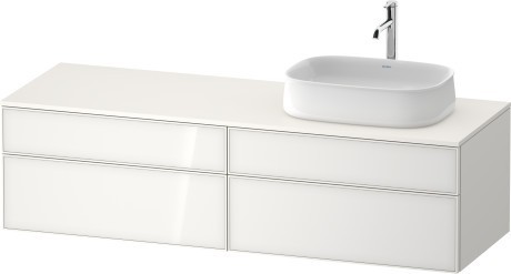Duravit тумба подвесная с вырезом под раковину справа 550 мм х 1600 мм х 442 мм, zencha, ze4824r64840000 цвет: белое стекло/белый суперматовый