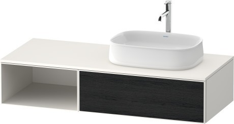 Duravit тумба подвесная с вырезом под раковину справа 550 мм х 1300 мм х 281 мм, zencha, ze4819016840000 цвет: чёрный дуб/белый суперматовый