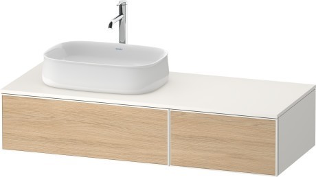 Duravit тумба подвесная с вырезом под раковину слева 550 мм х 1300 мм х 281 мм, zencha, ze4816030840000 цвет: натуральный дуб/белый суперматовый