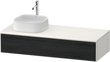 Duravit тумба подвесная с вырезом под раковину слева 550 мм х 1300 мм х 281 мм, zencha, ze4812l16840000 цвет: чёрный дуб/белый суперматовый