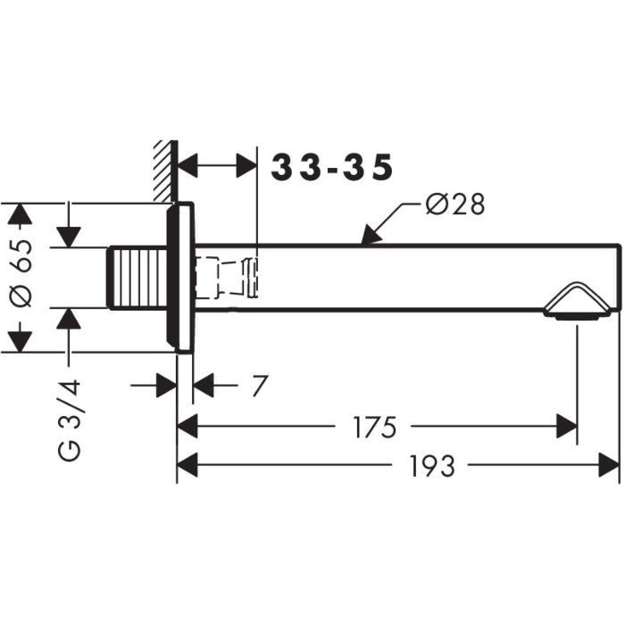 AXOR излив для ванной, Uno, черный арт. 45410340