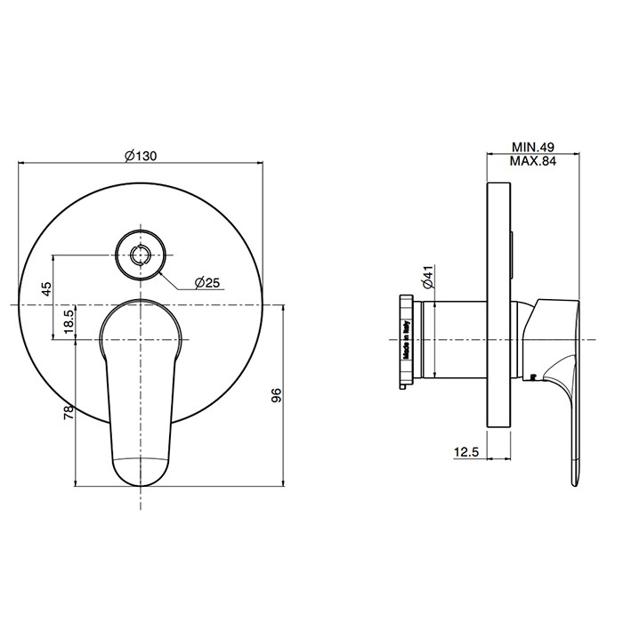Fima Carlo Frattini смеситель для душа, встраиваемый, с переключателем на 2 выхода, serie 22, черный арт. f3839e2ns