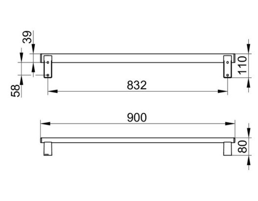 Keuco поручень для горизонтального или вертикального монтажа 900 мм, axess, хром арт. 35001 010900
