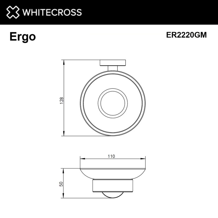 Мыльница подвесная, Whitecross Ergo gunmetal, оружейная сталь арт. ER2220GM