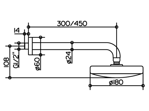 Keuco верхний душ с настенным держателем, elegance new, хром арт. 51683 010300