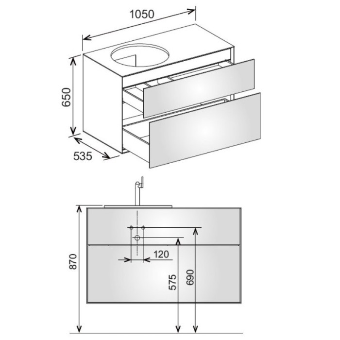 Keuco тумба под умывальник, 1050x650x535 мм фасад дуб, edition lignatur, арт. 33371 700122