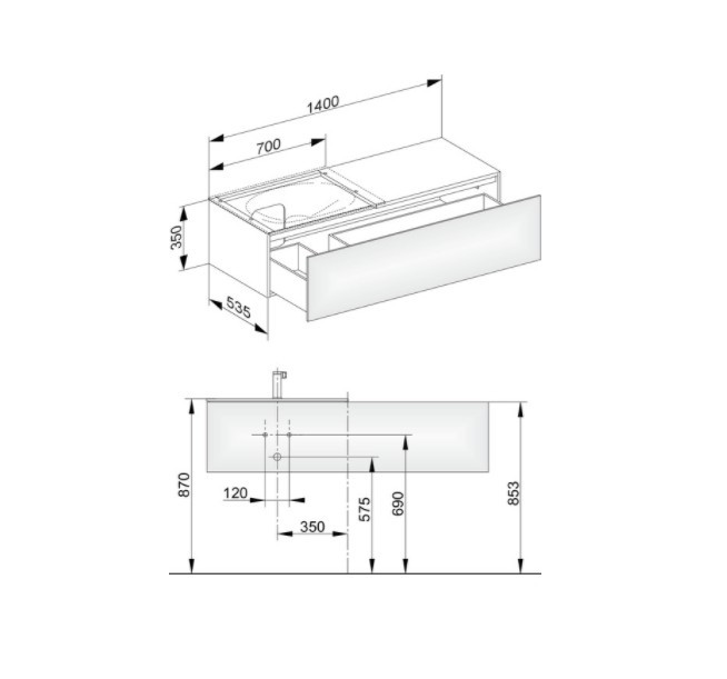 Keuco тумба подвесная под раковину с одним выдвижным фронтом, edition 11, белый арт. 31165 210000