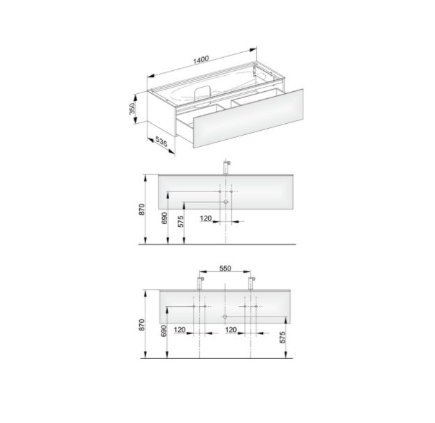 Keuco тумба подвесная под раковину с одним выдвижным фронтом, с внутренней светодиодной подсветкой, edition 11, кашемир арт. 31361 180100