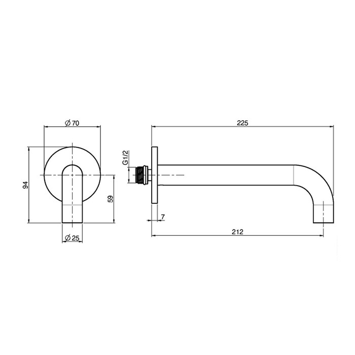 Fima Carlo Frattini излив для настенный, длина 20.7см., хром арт. f2929cr