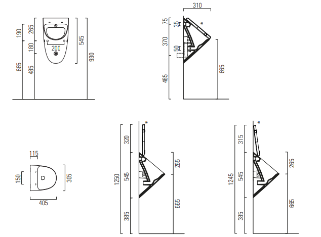GSI Писсуар настенный черный матовый, отверстия для крышки, Community - 769626