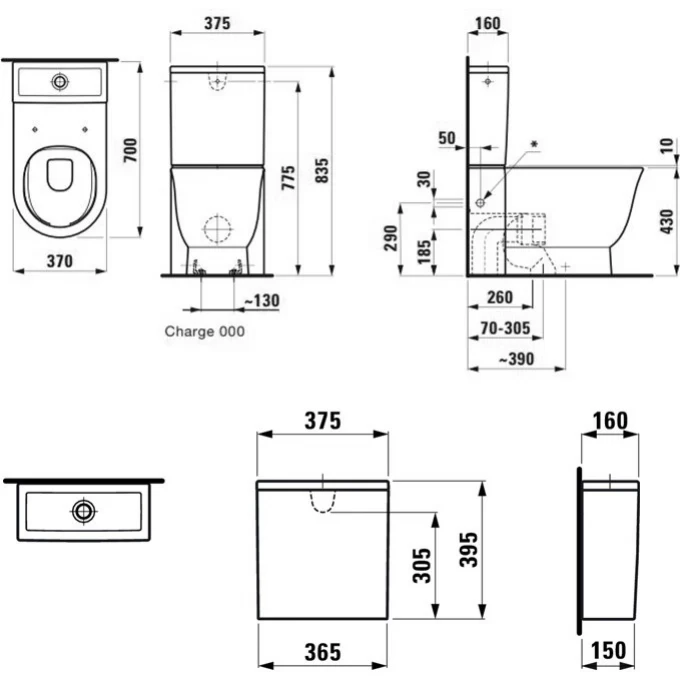 LAUFEN унитаз-моноблок, безободковый, NEW CLASSIC - 8.2485.8+8.2885.3