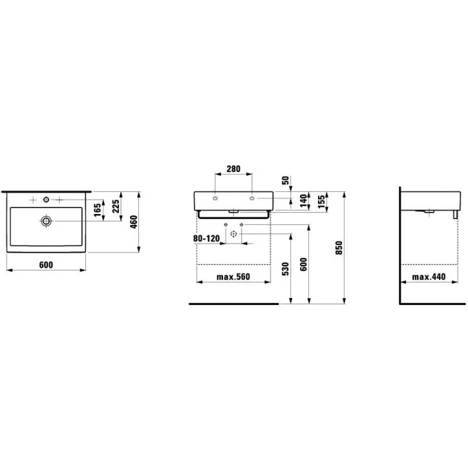LAUFEN раковина накладная 60х46, LIVING - 8.1743.3.000.104.1