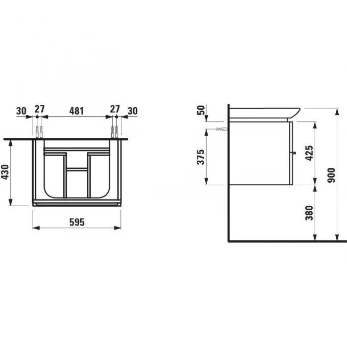 LAUFEN шкафчик под раковину 8.1070.2/3, 2 выдвижных ящика, CASE - 4.0120.2.075.475.1