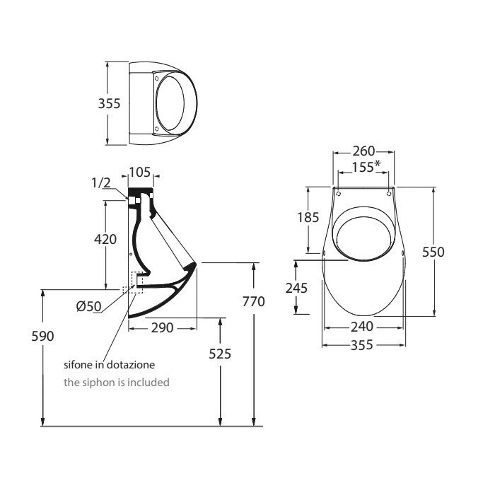 Azzurra Писсуар 35,5x55 NUVOLA, NUOR00000000BI/(NUV100/OR bi) цвет: белый