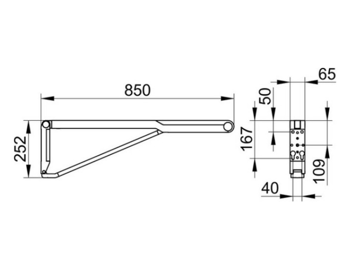 Keuco складной поручень для установки справа и слева 850 мм, axess, хром, белый арт. 35003 010851