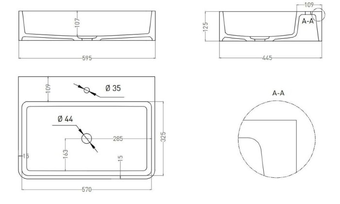 Salini раковина накладная 59,5x44,5, ottavia, 1103101grh цвет: глянцевый белый