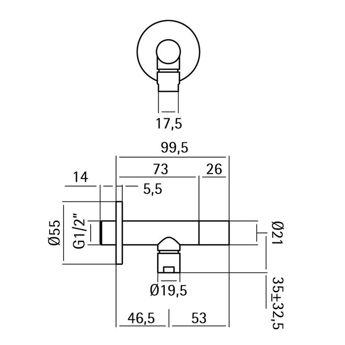 Угловой вентиль 1/2", CISAL Complementi, ZA002930D1 цвет: нержавеющая сталь
