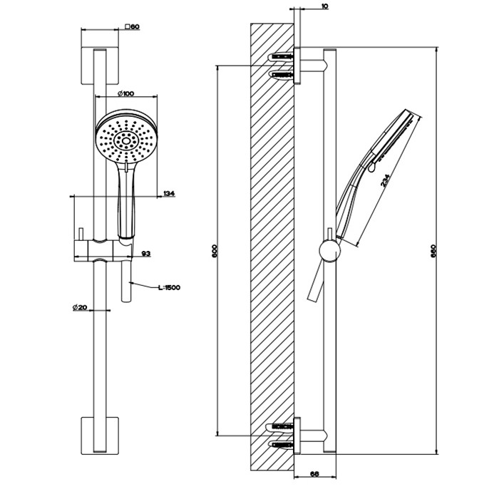 Gessi Душевой гарнитур, с ручным душем, на 3 позиции, шланг 1,5м, Emporio shower, 47318#031 цвет: хром