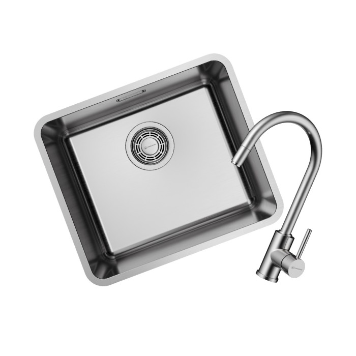 Omoikiri комплект мойка+смеситель Omi 43-U/I-IN Ultra Mini + Shinagawa-BN, нержавеющая сталь арт. 7402.4230