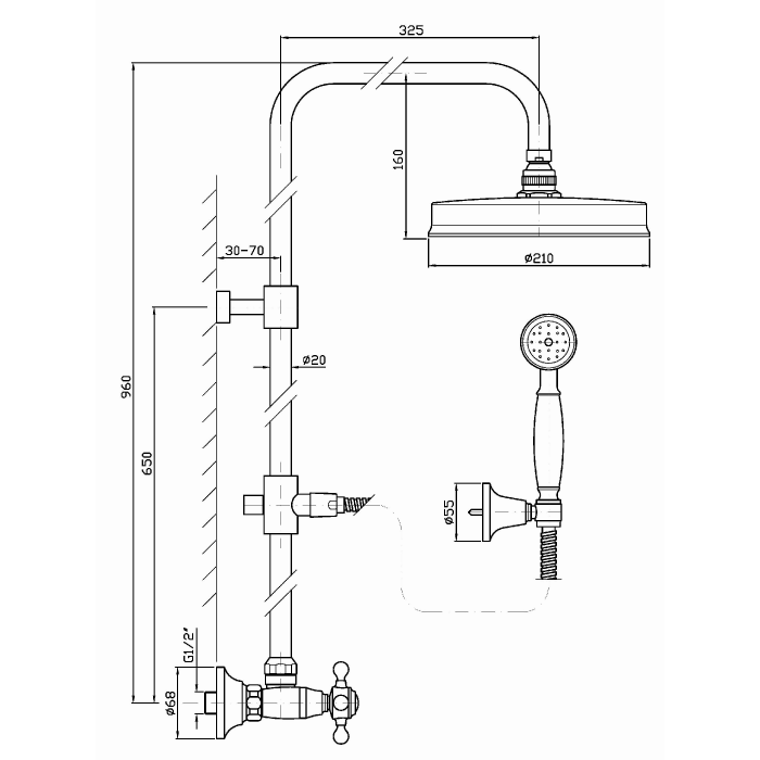 Zucchetti стойка душевая со смесителем для душа, agora, хром арт. zag860