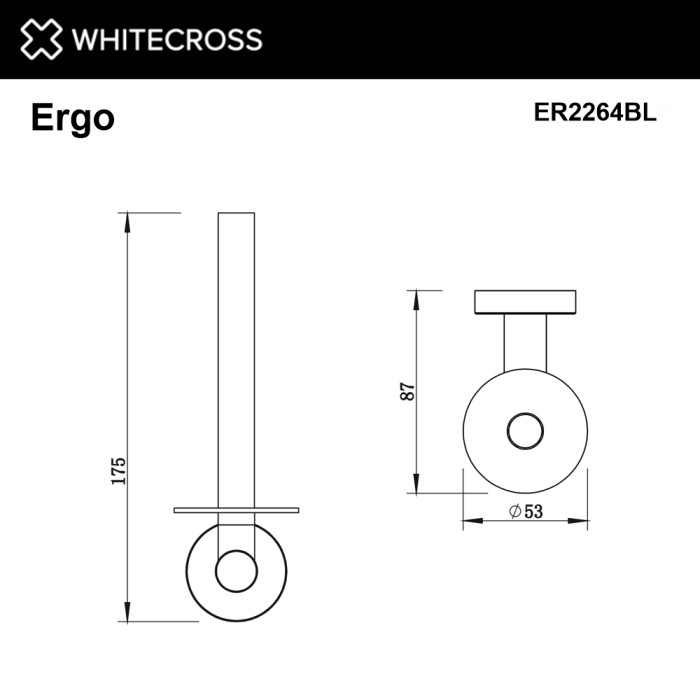 Держатель запасного рулона туалетной бумаги, Whitecross Ergo black, черный мат арт. ER2264BL