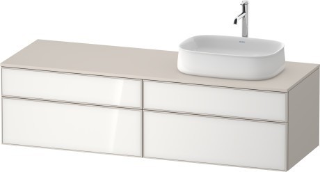 Duravit тумба подвесная с вырезом под раковину справа 550 мм х 1600 мм х 442 мм, zencha, ze4824r64830000 цвет: белое стекло/cеро-коричневый суперматовый