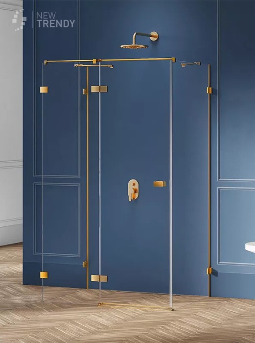 Душевое ограждение brushed l 100x90x200, New trendy Avexa gold, брашированное золото арт. EXK-3084