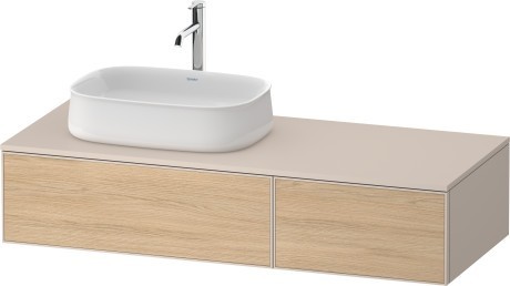 Duravit тумба подвесная с вырезом под раковину слева 550 мм х 1300 мм х 281 мм, zencha, ze4816030830000 цвет: натуральный дуб/серо-коричневый суперматовый