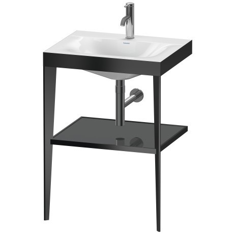 Duravit напольная консоль xviu/c-bonded 600 мм х 850 мм, с умывальником viu, xviu, xv4714ob289 цвет: черный матовый/фланелево-серый глянцевый лак