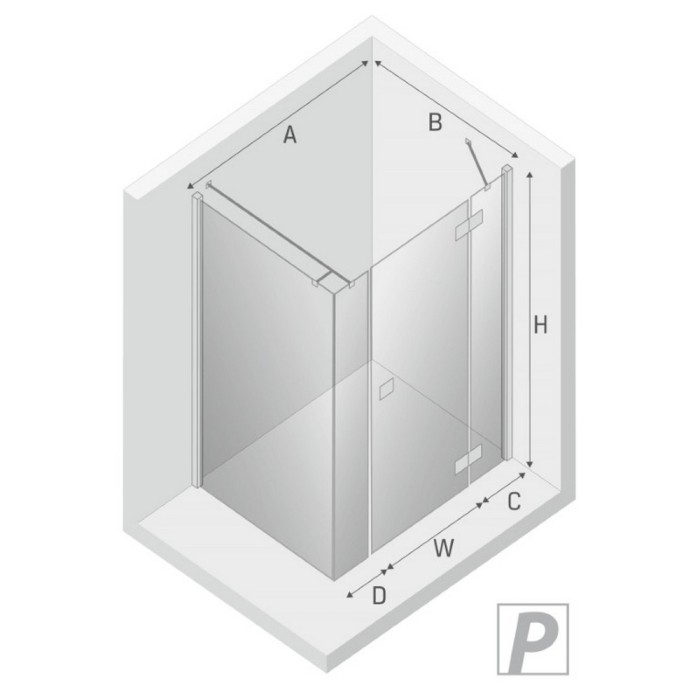 Душевое ограждение plus r 150x90x200, New trendy Reflexa chrome, хром арт. EXK-5095