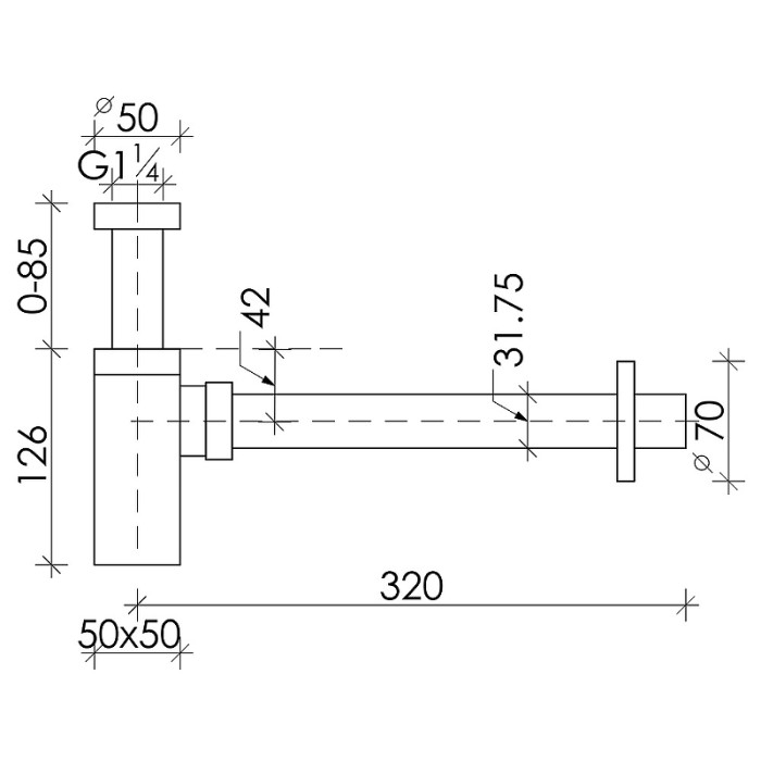 Ceramicanova бутылочный сифон для раковины, 70002ch цвет: хром