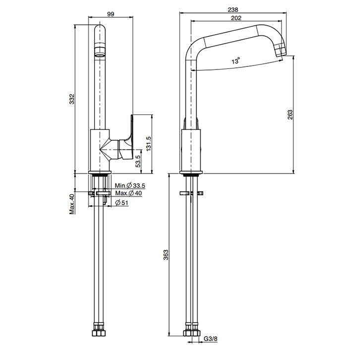 Fima Carlo Frattini смеситель для кухни, на 1 отв., kitchen, хром арт. f3837/1rcr