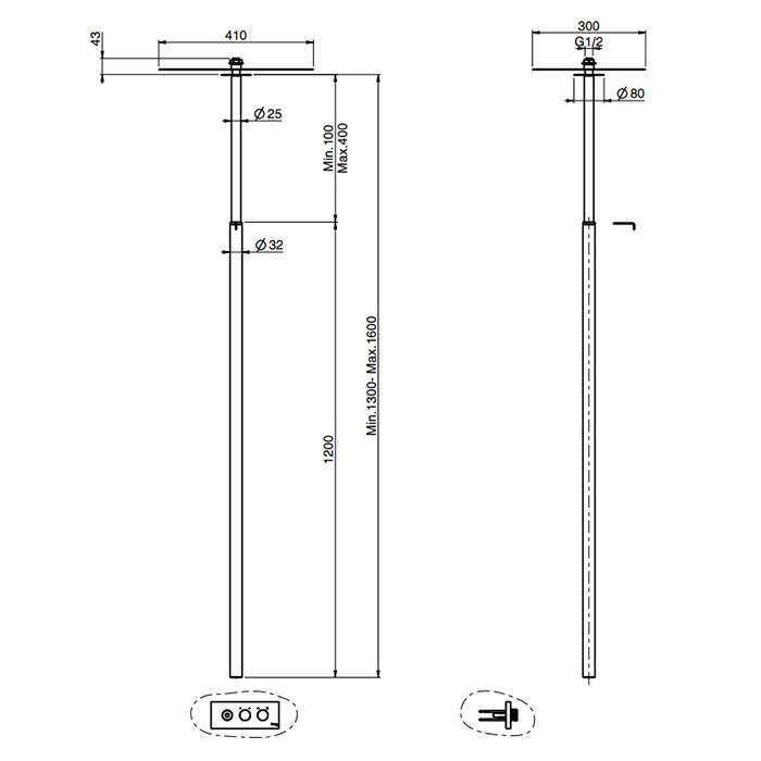 Fima Carlo Frattini смеситель для раковины, встраиваемый, с потолочным изливом, switch on, черный арт. f5951ens