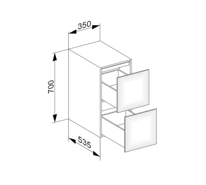 Keuco тумба боковая подвесная с двумя выдвижными фронтами, с внутренней светодиодной подсветкой, edition 11, белый арт. 31321 210100